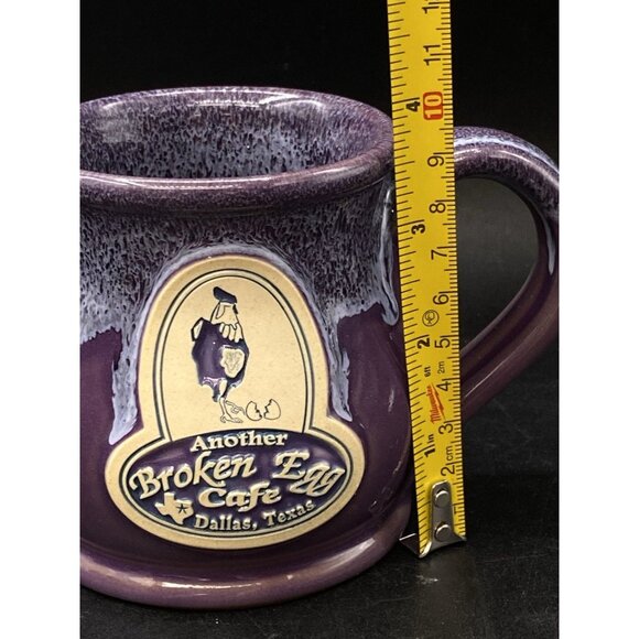 2012 Deneen Pottery Another Broken Egg Cafe Lilac Purple Mug Dallas Texas - Picture 2 of 12